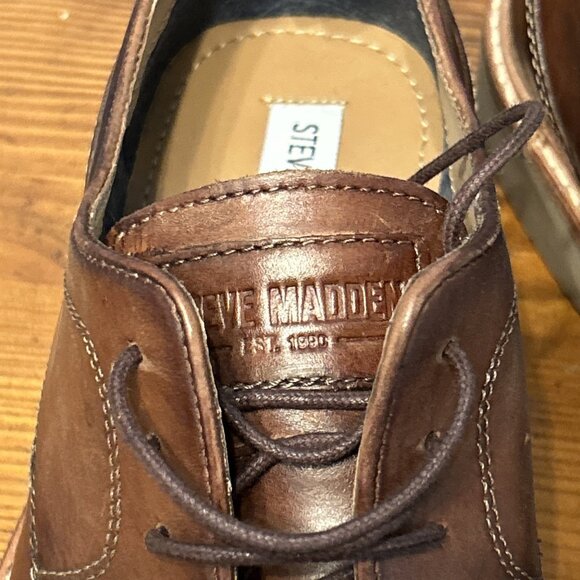 Men’s Steve Madden Voyagee Brown Leather Upper Shoes Size 7.5D 247 Cognac Lea - Picture 6 of 8